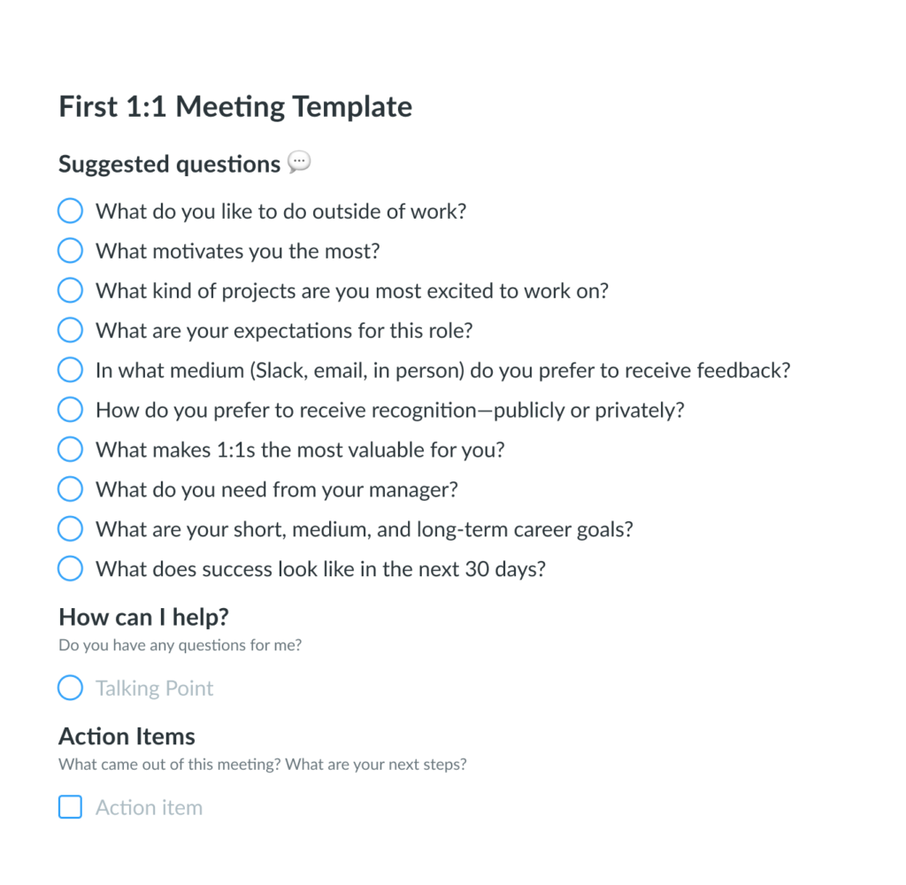 First 1on1 meeting Template