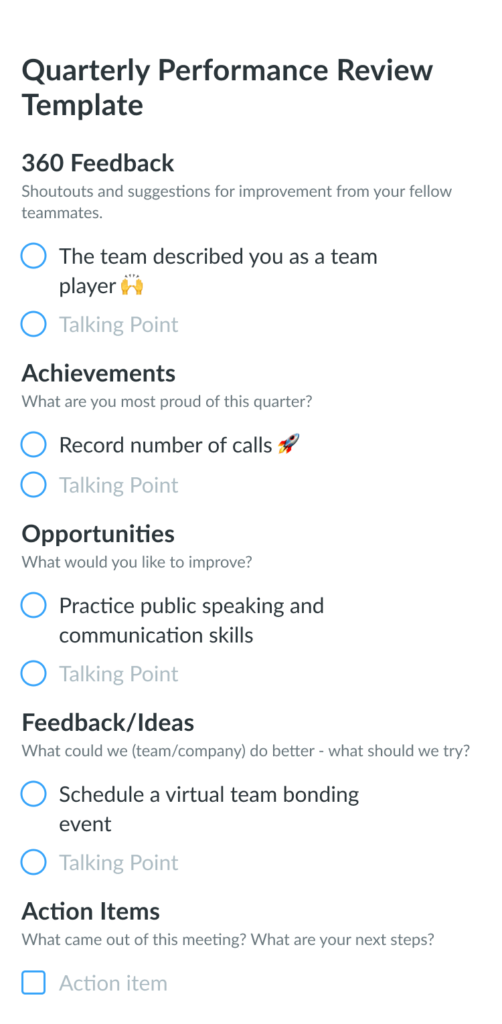 Performance Review Meeting Template Mobile