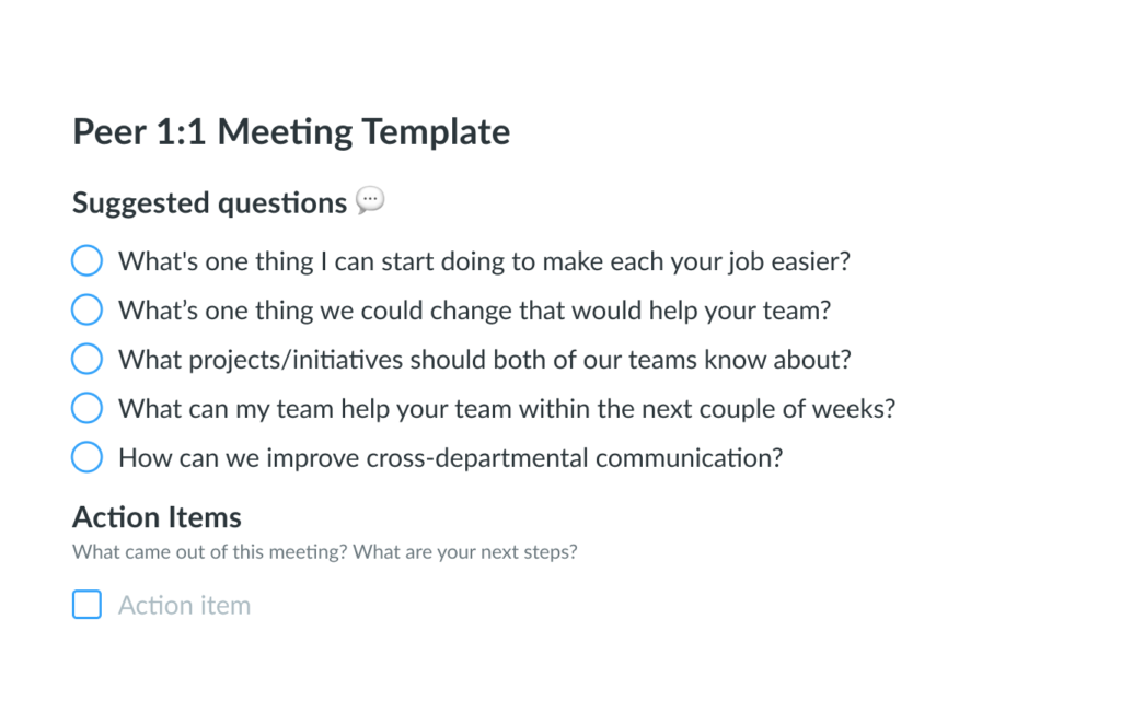 Peer 1on1 Meeting Template